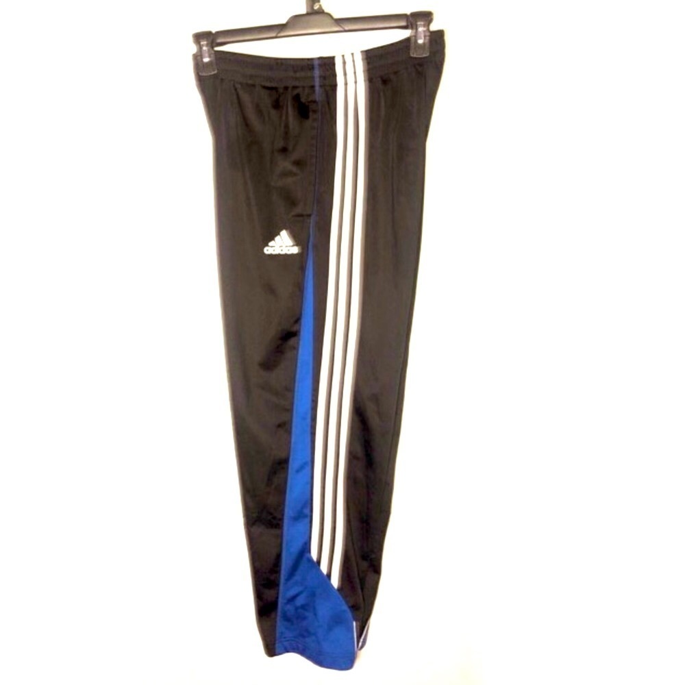 Adidas Track Pants Black and Blue with white stripes Medium